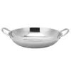 Pans Stainless Steel Pot Cookware Double Handle Food Wok Wear Resistant Fry Kitchen Vegetable Reusable Accessory