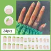 False Nails Simple Artificial Press On Fake Tips Short Nail With Green Flower French Side