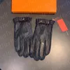 Mitaines en cuir avec lettres en métal pour hommes, gants d'avertissement en cachemire, noirs, en peau de mouton, pour l'extérieur, automne et hiver