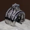 Fine Jewelria Princess Cut 20ct Cz ​​Diamond zaręczynowy Zestaw Pierścień Wedding Pierścień dla kobiet 14KT BIAŁY ZŁOTK