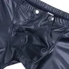 Underbyxor Herrens faux läder bugel påse pressknappar booty boxer shorts knickers latex hombre underkläder sexig