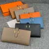 Topkwaliteit portemonnee Epsom koeienhuid dames clutch Portefeuilles Portemonnee dame dames lange kaarthouder portemonnee met oranje dooskaart