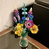 航空機modle creativロマンチックなワイルドフラワーブーケの花の構築ブロックホームデスク植物の装飾レンガのおもちゃギフト子供の女の子231030