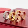 Fashion jewelry Love Ring Nail Design Diamond Ring Titanium Steel Wedding Engagement Party Jewelry Accessories Couple Gifts Classic Gold Silver Rose-gold Optional