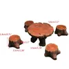 Garden Decorations Micro Landscape Wooden Pile Table Chair Furniture Toy Small Ornament Decoration Resin Artifact Craft For Kid 5pcs