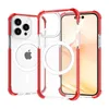 Acryl magnetische draadloze oplader telefoonhoes voor iPhone 13 14 15 Pro Max Plus vier hoeken beschermende transparante harde cover kleurrijke bumper achterkant