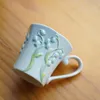 Mugs Retro Carved Ceramic Cups Hand-painted Flower Coffee Antique Tea Gift