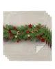 Placemats Kerstboom Dennennaalden Snoep Strik Mat Vakantie Keuken Eetkamer Decor Placemat Bruiloft Feest Servet