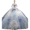 Cristalli di pizzo taglie forti abiti da sposa arabo aso ebi lussuoso blu fiori 3d fuori spalla sweep treno di cristallo spiaggia boho abito da ballo abiti da sposa abiti da sposa