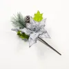 Decoratieve Bloemen 1Pc Kerstversiering Kunstmatige Dennennaald Takken Gesimuleerde Bloem Kerstboom Hangende Ornamenten Decor