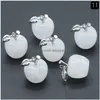 Charms Christmas Natural Stone Mini Apple Pendant Necklace Cabochon Crystal Beads Necklaces Jewelry For Girl Women Drop Delivery Findi Dht2X