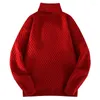 Maglioni da uomo Maglione lavorato a maglia a righe Tinta unita Dolcevita stile giapponese Caldo maglione casual dalla vestibilità classica per uomo