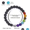 Bracelets de charme 8mm 7 chakra perles de guérison chance éléphant pierre noire femmes hommes bracelet bouddha amitié goutte livraison bijou dhgarden dhbrg