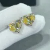 Orecchini a bottone estivi di alta qualità puro argento sterling 925 dolci gioielli di lusso da donna carino cuore giallo regalo per ragazze