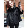 Women's Fur Imitation Mink Coat Slim Stand Collar Short Black Jacket Autumn Winter Loose Ladies Soft Faux Plush Overcoat