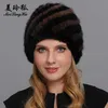 Bonnet Crâne Casquettes Naturel Véritable Fourrure Casquette Femmes Chapeaux D'hiver 2021 Tricoté Femmes Ananas Chapeau Femme Chaud Véritable 313i