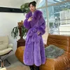 Женское меховое пальто Parker 2023, зимнее теплое однотонное женское пальто большого размера из искусственного меха, повседневное темпераментное пальто с длинными рукавами