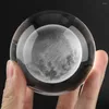 Dekorativa figurer 8cm K9 Transparent Crystal Light Ball Milky Way Moon Miniatures 3D Laser Graverad mönster Glas Sphere Heminredning gåvor