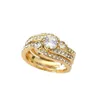 the Combination Ring Texture Is Niche with Irregular Gold Inlaid Zircon for Women's High-end Feel Trend