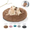 kennels pens Round Long Plush Dog Bed Removable Washable Zipper Pet Mat Winter Warm Sleeping Cats Nest Soft Basket Cushion Portable 231030