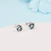 Stud Earrings 2023 March Sea Aqua Blue Eternity 925 Sterling Silver Jewelry For Women Bijoux Brincos