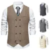 Gilets pour hommes Gilet Hommes Costume à chevrons pour mariage Casual Vintage Gilet Slim Fit Gentleman