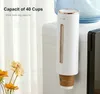 Kitchen Storage Fashion Color Plastic Cup Holder Wall Disposable Coffee Paper Dispenser For Home Office Tea Room Water Rack