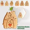 Objets décoratifs Figurines DIY Nom en bois personnalisé Puzzle personnalisé Ours Thème familial Art Coeur Décorations de bureau Cadeau personnalisé pour 231030