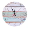 壁時計クリエイティブ地中海の木製丸時計ヴィンテージレトロ（2）時計