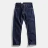 Mäns jeans Autumn Cotton Vintage Red Tannin Straight Leg Dark Blue Casual Long Pants