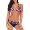 Mulheres Swimwear Sexy Push Up Biquinis Folha Impressão Maiôs Torcido Mulheres 2023 Halter Banheira Underwired Biquini Set