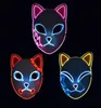 Fuchs-Maske, Halloween-Party, japanisches Anime-Cosplay-Kostüm, LED-Festivalbevorzugung, Requisiten, Gesichtslichtmasken, DHLa076571828