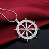 Anhänger Mode 925 Sterling Silber Halskette Für Frauen Schmuck Kristall Zirkon Sailor Rudder Anhänger Geburtstag Geschenke Hochzeit Party