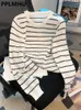 Dames Truien Casual Lange mouwen Lente Knitwear Trui Streep Gebreide Tops O-hals Koreaans Slank Elegant Dames Trui Dun Jersey