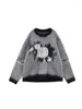 Pulls pour femmes Design Floral Print Pull Femmes Automne Hiver High Street Coréen Classique O-Cou Pulls Sweatshirts Lâche Streetwear