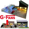 Architectuur DIY Huis G Fans Modellen Auto Parkeerplaats Reparatie Tool Set Model 1 64 Scène met Garage Lift Gereedschap Miniaturen 231030