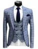 Costumes pour hommes Plaid 3 pièces costume de mariage bal fête un bouton veste gilet pantalon