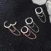 أقراط HOOP 925 سلسلة رابط فضية sterling للنساء دائرة غضروف الأذن إكسسوارات المجوهرات هدية