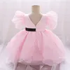 Vestidos para niñas Infantil Blanco Rosa Primer primer vestido de cumpleaños para niña Disfraz Big Bow Princess Bautismo Fiesta Niño 231030