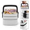 Servies Lente Tuinfeest Bloemen Dubbellaags Bento Box Draagbare container Pp Materiaal Cottage Core Cottagecore Romantisch