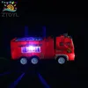 Diecast Model Electric Fire Truck Kids Toy med ljusa blinkande 4D -lampor Real Siren Sounds Bump and Go Firetruck Engine for Boys 231030
