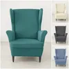 Pokrywa krzesełka Spandex Sching Wing Cover Solid Color Wingback Relaks Pochylne fotele Slippevery z poduszką siedzącą obudowę