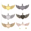 Pendentifs 2021 20pcs / lot Vente directe d'usine Bijoux personnalisés Sublimation Coeur Forme Angel Wings Collier pour cadeaux de promotion Drop Deliv Dh7VX