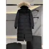 Piumino canadese Puffer Cananda Goose da donna Parkers invernale di media lunghezza sopra il ginocchio con cappuccio spesso caldo cappotti d'oca femminile12299
