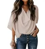 Women's Blouses Factory Direct Formal Fashion Sexy Tops Offices Women Casual Loose V Neck Shirt Soft Elegant High Quality Chiffon