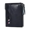Brieftaschen Hohe Qualität Verkauf Rindsleder Echtes Leder Marke Männer Mode Kartenhalter Münzfach Reißverschluss Tasche Kurze Brieftasche
