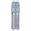 Rokken uitgehold Y2k rok zak jeans ontwerp maxi lente herfst stretch vintage denim club e-girl streetwear lang