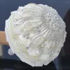 Düğün Çiçekleri 18cm Gelin El Tutma Çiçek Simülasyon Top Şerit Rhinestone Gelin Buket