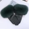 Перчатки с пятью пальцами, перчатки из овчины с натуральной меховой отделкой, женские перчатки из натуральной кожи, теплые перчатки для запястья, зимние теплые модные варежки с флисовой подкладкой 231027