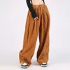 Amerikaanse stijl high street losse corduroy broek man effen kleur oversize rechte wijde pijpen casual broek vier seizoenen